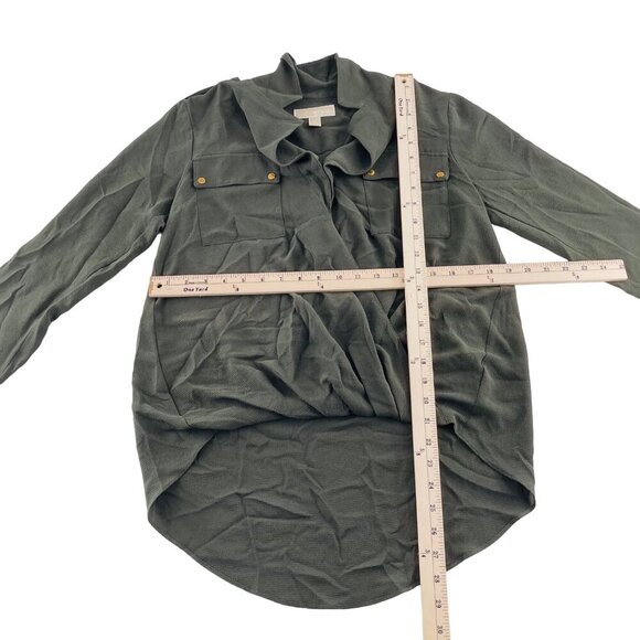 Michael Michael Kors Womens Olive Green Blouse With Gold Button Accents Size S - Picture 3 of 4